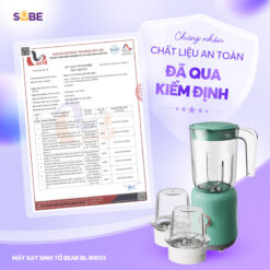 Cối xay và các bộ phận tiếp xúc thực phẩm đều làm từ vật liệu an toàn, được chứng nhận đảm bảo an toàn cho sức khỏe