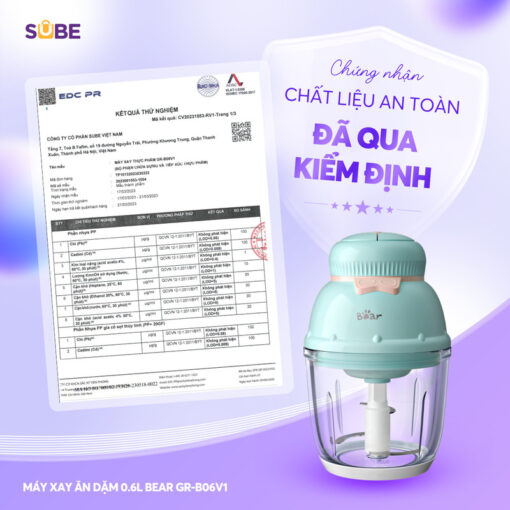 An tâm cho bé ăn dặm với Máy xay ăn dặm mini Bear GR-B06V1, chất liệu được chứng nhận an toàn