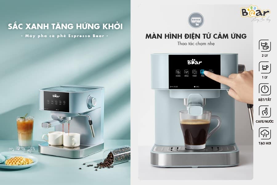 Máy pha cà phê gia đình - Máy pha cà phê Espresso tự động Bear CF-B15V1