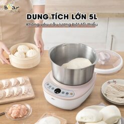 Dung tích cối 5L, thoải mái trộn bột trong 1 lần đủ dùng cho cả gia đình 