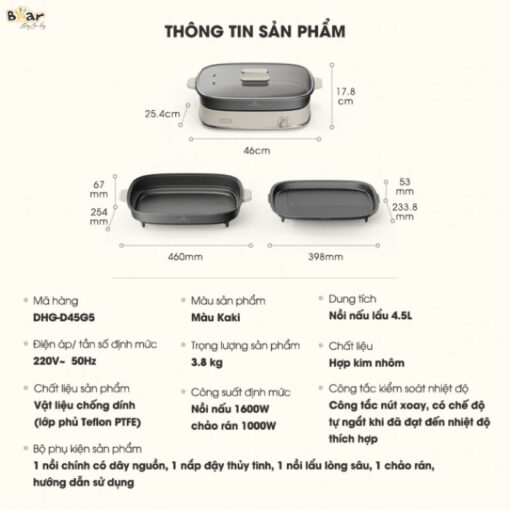 Bếp lẩu nướng Bear SB-NL45K