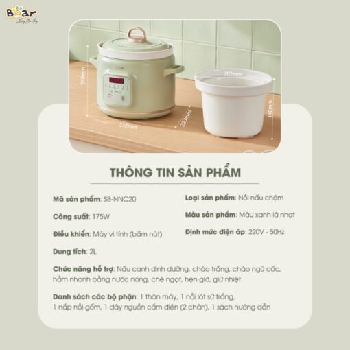 Công suất nồi nấu chậm chỉ 175W vô cùng tiết kiệm điện