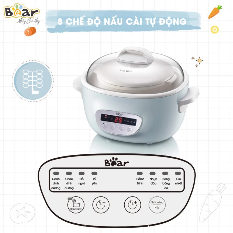 Hướng dẫn sử dụng nồi nấu chậm Bear 2.5L