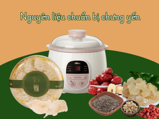 chưng yến bằng nồi nấu chậm Bear