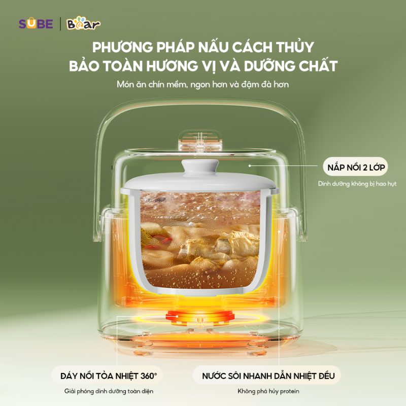 nồi nấu cháo chậm bear tiếng việt
