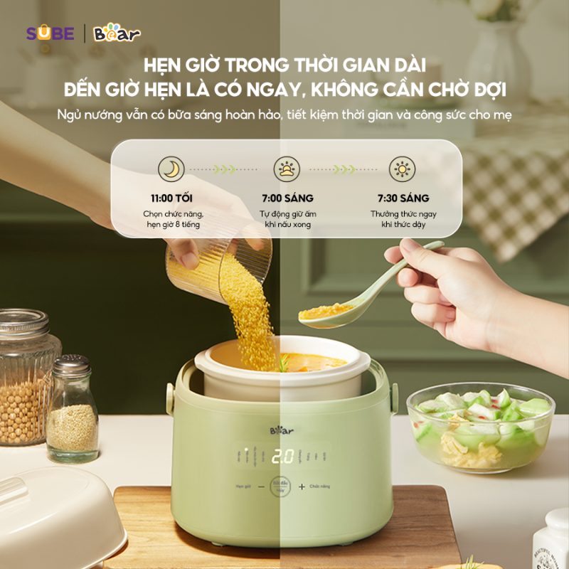 nồi nấu cháo chậm cho bé bear