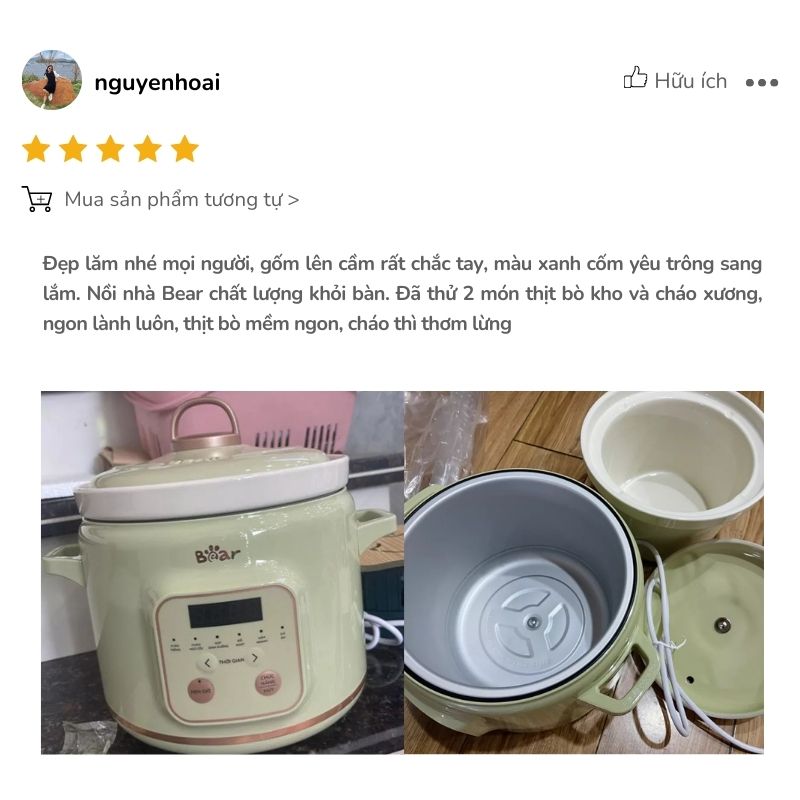nồi nấu cháo chậm bear review