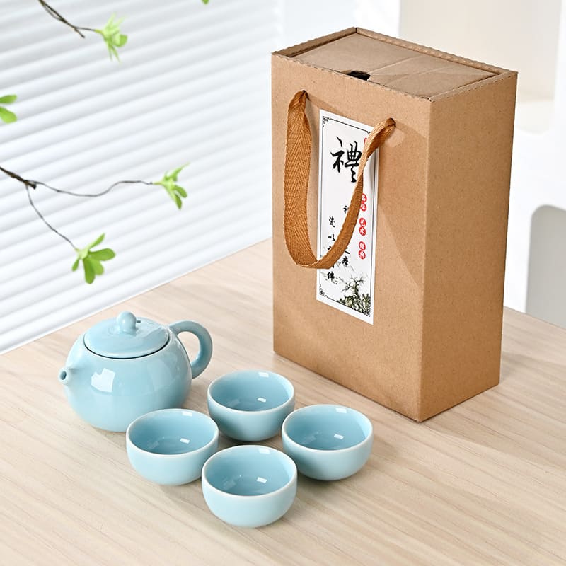 Bộ ấm trà gốm sứ đóng gói sang trọng