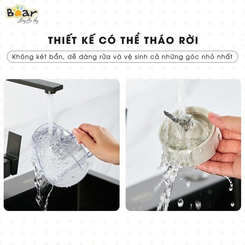 Vệ sinh máy xay sinh tố Bear 2 cối chỉ trong vài phút đơn giản 