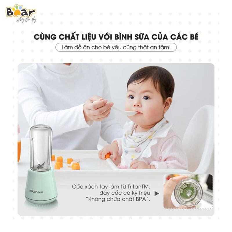 Máy xay sinh tố Bear 2 cối xay đồ ăn dặm cho bé