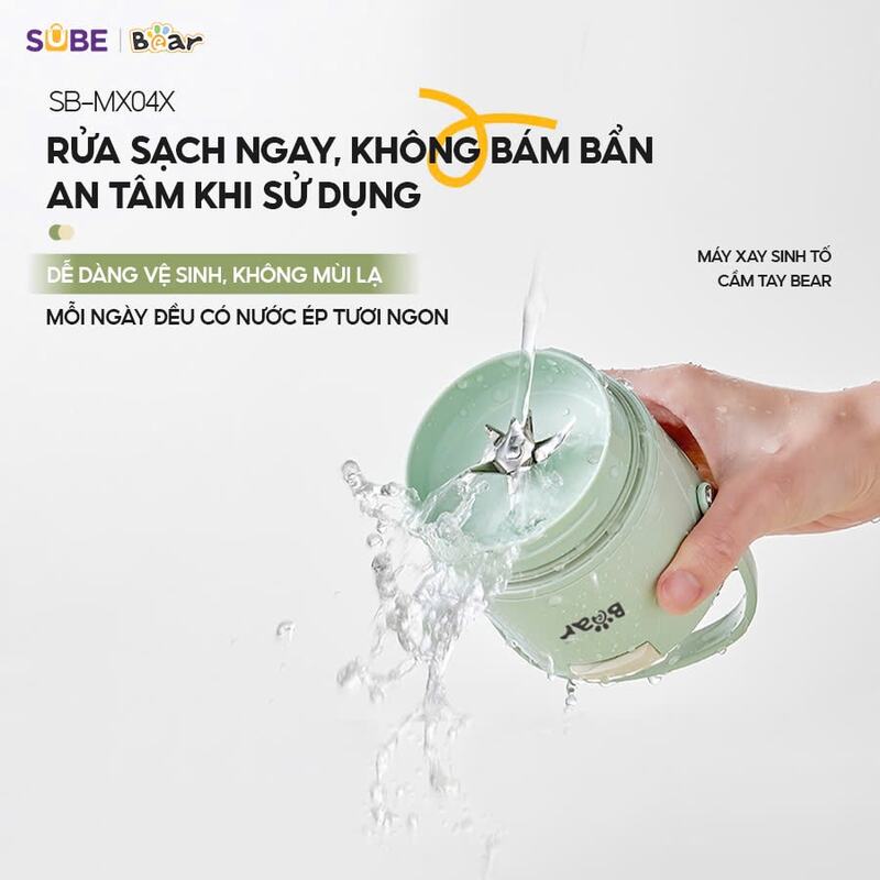 Vệ sinh máy xay sinh tố Bear cực kỳ đơn giản và nhanh chóng với thiết kế thông minh