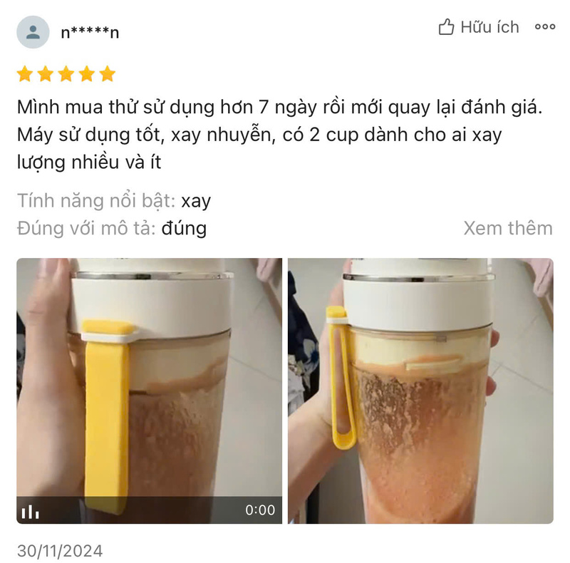 review máy xay sinh tố Bear