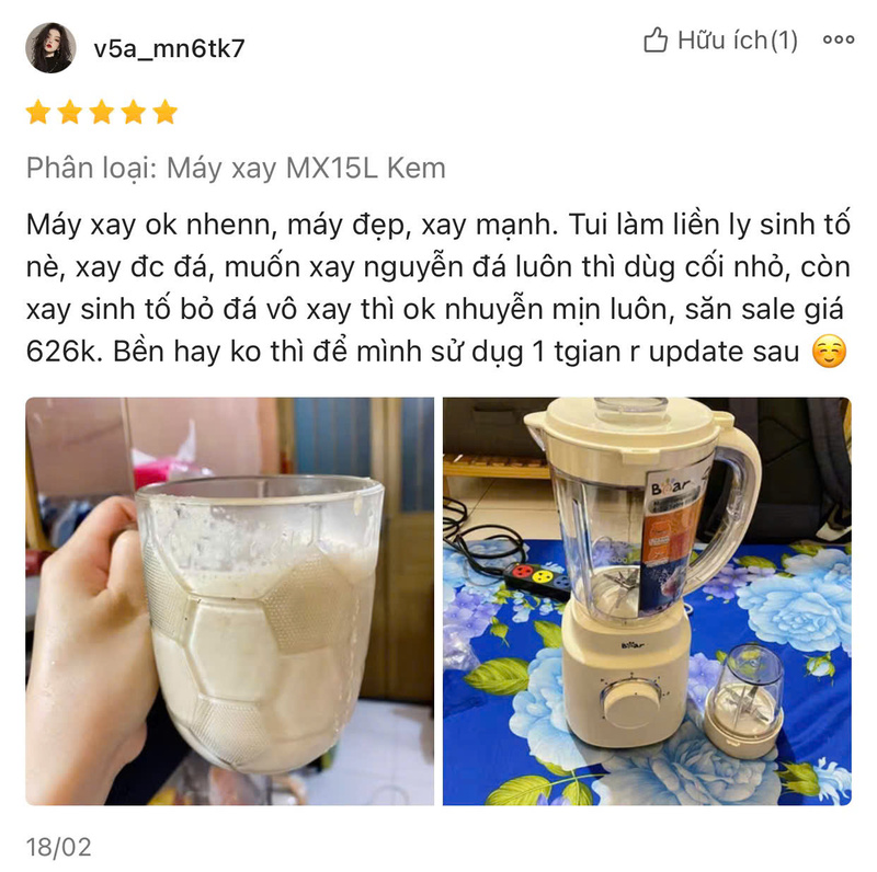 review máy xay sinh tố Bear