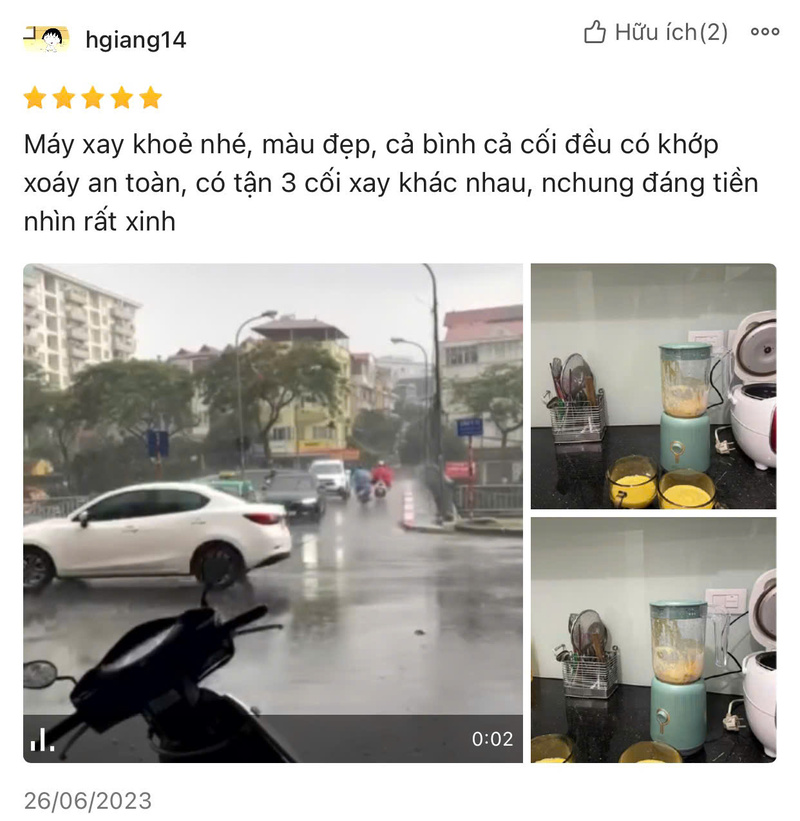 review máy xay sinh tố Bear