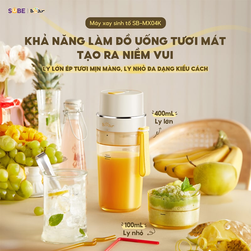 review máy xay sinh tố cầm tay Bear